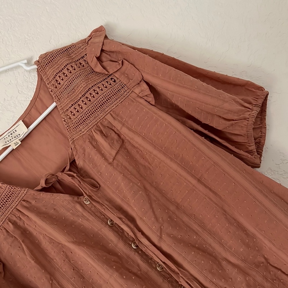 NWOT Flower & Feather dusty pink- peach cute blouse - Picture 3 of 7